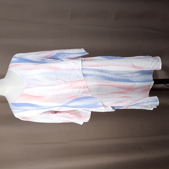 Papa Vancouver Olivia white, blue, & pink pastel loose fit dress, size XL, NWT - Picture 2 of 10